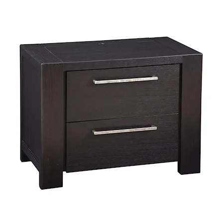 Casual 2 Drawer Nightstand with Rusted Chrome Handles